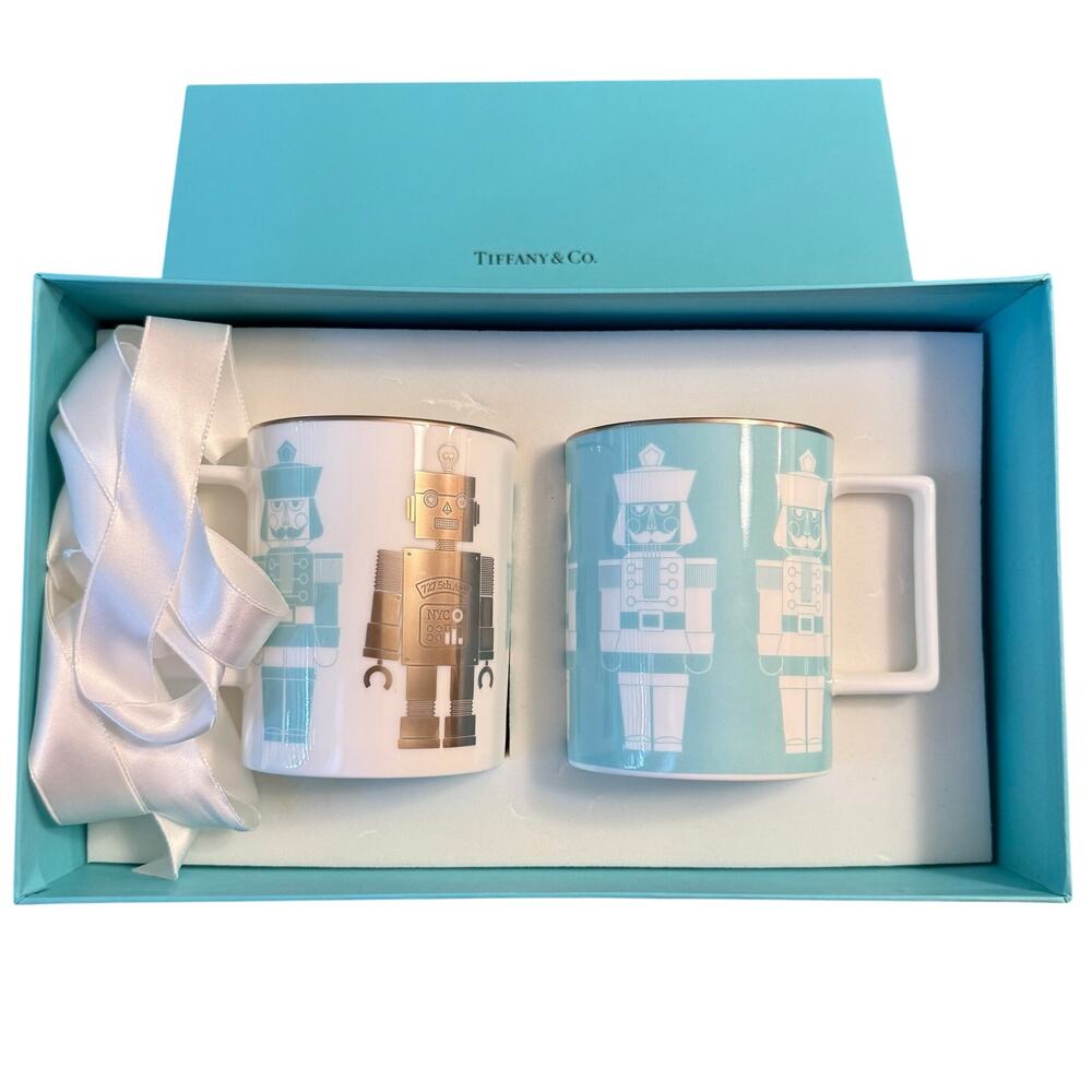Tiffany & Co Nutcracker and Robot Fine Bone China Mug Set of Two Holiday 2018